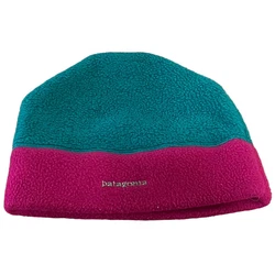 Patagonia Vintage 90s Synchilla Fleece Beanie Hat - Teal and Pink - Women’s or Unisex Size Medium- See photos for...