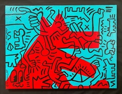 The drawing is being sold after and in the style or manner of the artist, Keith Haring. The painting was acquired from...