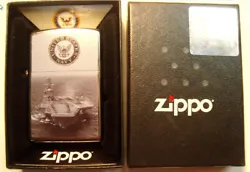 Zippo Lighter US Navy Aircraft Carrier Street Chrome