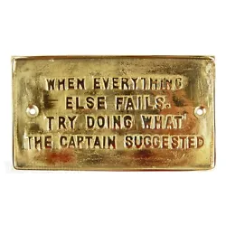 New wall plaque. Captain Sign Solid Brass #MB1159. Made of solid brass.
