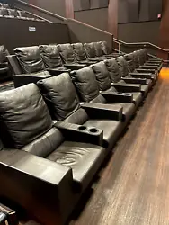 Leather loveseats coming out of a theater in FL. Fixed back with cupholders in the center armrest. Clean with no rips...