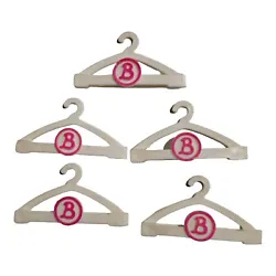 Vintage 90s Barbie Doll Accessory Clothing Hangers Clips White W/ Pink Logo 5.