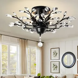 ▶ARTIST DESIGN:crystal chandelier use 5 branches with crystals design to increase the line sense of fixture,...