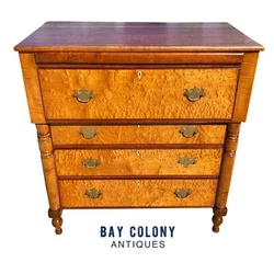 This dresser is constructed with premium old growth cherry wood and contrasted marvelously by solid tiger maple half...