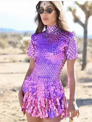 Pink Sequin Festival Dress, Born In Stockholm Brand From Sweden. Size L. Uniquely styled dress perfect for electric...
