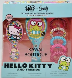 SANRIO HELLO KITTY Keroppi Original Wet Brush + no tangle Pony tail holders~ NIBAlso including 4 surprise HK stickers &...