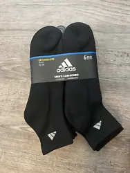 ADIDAS ~ 6-pair QUARTER Black Socks cushioned Mens ~ Extended XL 12-15-Brand NEW. Fast and secure shipping!!!!