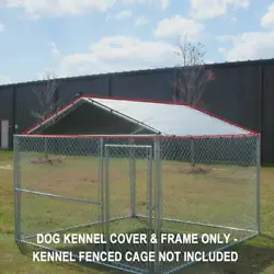 This kennel cover fits perfect over a 10 x 10 dog kennel. This will give your dog relief from the rain and the sun....