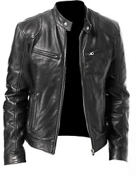 Café Racer Style. Faux Leather ( PU Vegan Leather). Take your Favorite fitting jacket (buttoned up) and lay it flat on...
