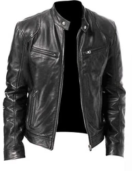 Café Racer Style. Faux Leather ( Polyurethane PU Vegan Leather). 2-sleeve length > From shoulder to wrist bone....