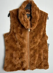Elevate your wardrobe with this stylish Marc New York Faux Fur Vest in a stunning brown rust color. This classic vest...