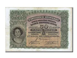 Billet, Suisse, 50 Franken, 1939, 1939-03-17, TTB. Suisse, 50 Francs type 1921-28, 17 Mars 1939, Alphabet 8Y, Pick 34....