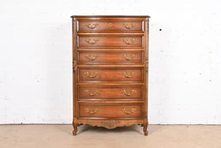 By Kindel Furniture. A gorgeous French Provincial Louis XV style six-drawer highboy dresser. Carved solid cherry wood,...