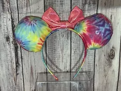 Disney Parks Ears Minnie Mouse Headband Pastel Rainbow Tie Dye.