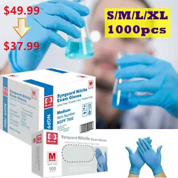 1000PCS Blue Disposable Nitrile Exam Gloves Powder Latex Free Large 1,000 Count. Resistant to many chemicals, Dynarex...
