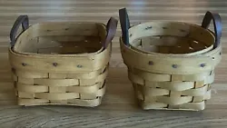 Longaberger Mini Baskets Leather Handles Handwoven USA 1994 And 1995 Decorative. Pre-owned, leather shows a little wear...