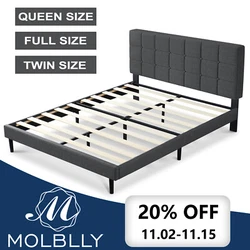 【Protect the Floor】The Molblly full size bed is equipped with a non-slip mat, which can reduce friction and protect...