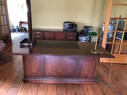Cherry Door Credenza (20x66x30H). Kimball International Cloth Executive Chair. Cherry Conference Desk (36x72x30H).