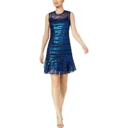 Turn heads in this stunning fully sequined Flounce hem Cocktail/Party dress. Flounce hem. Sequins/Fringes and wave...