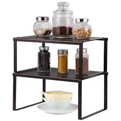 Stackable & Expandable Kitchen Cabinet Organizer. 🔊【Stackable and Extendable】The height of 2 stacks is 11.7