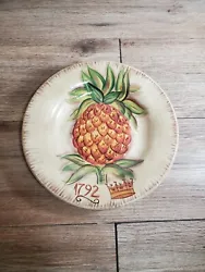 Decorative Plate Tropical Pineapple Hand Painted Tabletops Unlimited 8.5