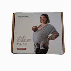 New in Box Unopened Momcozy brand Baby Wrap Carrier Sling in light grey  Easy to Wear, different wrap positions, fits...