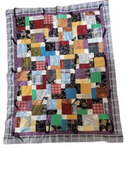Unique Handicraft Reversible Quilt Patchwork Hand sewn made 50