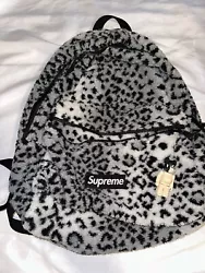 Supreme Leopard fleece Backpack.  Condition: 9/10