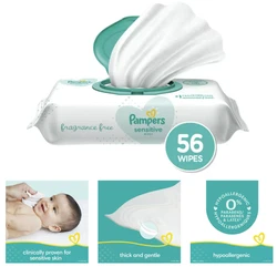 Clinically proven for sensitive skin, Pampers Sensitive baby wipes are thick and gentle for a soothing clean....