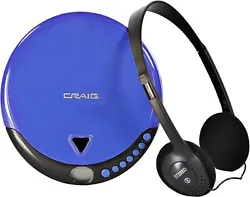 Craig CD2808-BL Personal CD Player with Headphones in Blue and Black | Portable and Programmable CD Player | CD/CD-R...