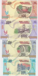 4 Billets 100, 200, 500,1000 Ariary. Madagascar Nouveauté. ANNEE 2017.