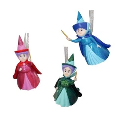 Disney Sleeping Beauty Fairy Godmothers Hanging Ornament Set.