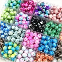NEW 4/6/8/10MM PATTERN ROUND GLASS BEADS LOOSE SPACER BEADS FOR JEWELRY MAKING DIY BRACELET NECKLACE ACCESSORIES....