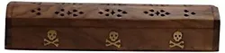 The incense holder coffin has traditional hand carved intricate Jali or lattice work on the lid and brass accents that...