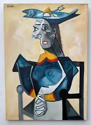 PABLO PICASSO. IT IS A HANDMADE PAINTING AND NOT A PRINT NOR LITHOGRAPH OF ANY KIND.