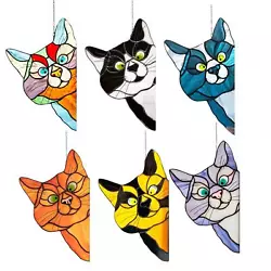 1 Cat Stained Glass Pendant. Material: Acrylic. Weight: about 70g. Designed for wide use.