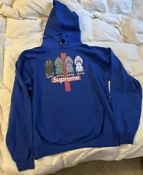 Super comfy 50% cotton/50% poly ComfortBlend Hanes hoodie by Supreme.  4 hoodie figures over Surpreme logo.  Great...