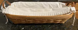 Longaberger Flower Pot Basket 16306 With Liner And Cloth 17x6.5”. Does not have wooden riserGreat condition