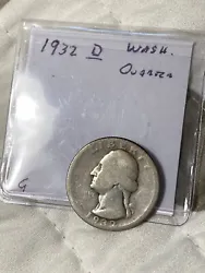 This is for a low grade 1932 D Washington Quarter. See scans for condition of coin.