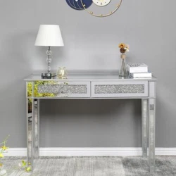 Design - This mirrored furniture is modern and clean in design with simple straight edges and beautifully beveled...