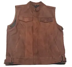 Club style vest with conceal and carry pockets. Outer shell is made of thick solid 1.2mm Cow Leather. Two chest...