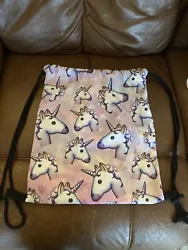 Unicorn Drawstring Backpack Cinch Sack School Bag Sport Pack Emoji EUC Cute Girl. This is listed as preowned condition...