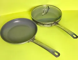 2 FRYING PAN. ONE WITH LID. COLOR SILVER.