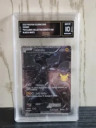 2021 Pokemon Celebrations Zekrom #114 Classic Collection Confetti FAH Gem Mint. The case is scuffed slightly.