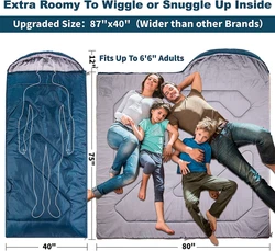 ✅【2-In-1 Sleeping Bag for Outdoor & Indoor】 Left-zip allows the wide sleeping bag to be combined with a right-zip...