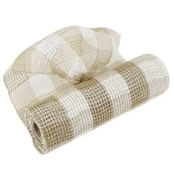 The faux jute fibers create thin, textural stripes while alternating colors, creating chromatic stripes in beige and...