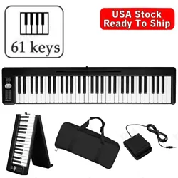 Polyphony (max): 64-note. 61 keys semi-weighted keys foldable electronic digital piano is the perfect gift for your...
