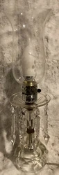 Vintage Boudoir Lamp Crystal Table / Mantel etched Hurricane shade With Crystal Spears Prisms. ……*****In excellent...