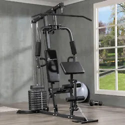 This high-level-fitness design from Soozier features a high and low pulley, dual-action chest station, adjustable...