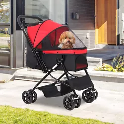 Large wheels of our pet stroller glide easily over smooth or rough terrain.Our cat stroller no tools required and you...